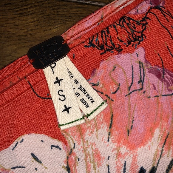 FREE PEOPLE orange/floral bell sleeve top - Picture 6 of 7